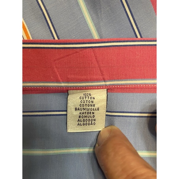 Ralph Lauren Purple Label Blue Multicolor Stripe Cotton Shirt 17 XL Long Sleeve - Picture 8 of 9